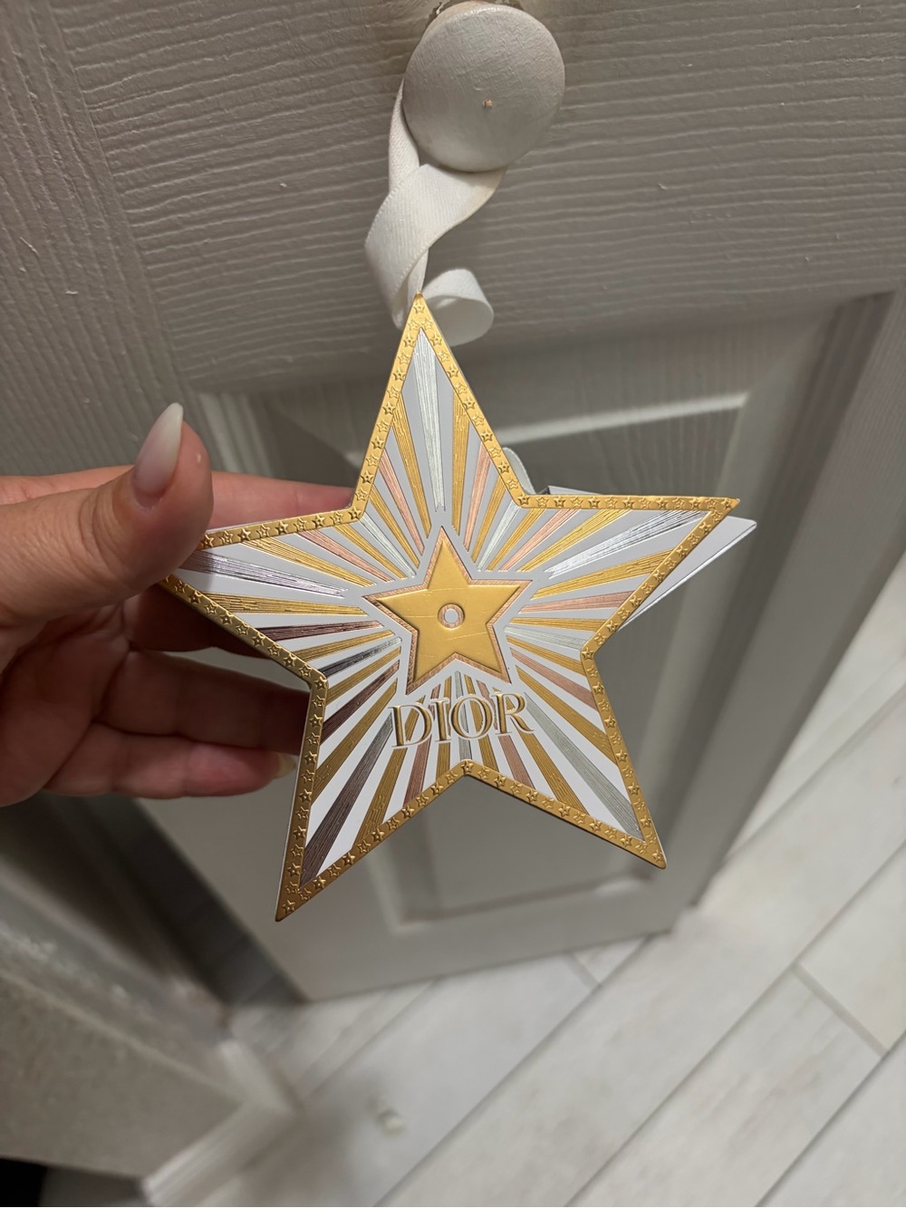 Dior White and Gold Star-Shaped Holiday Ornament